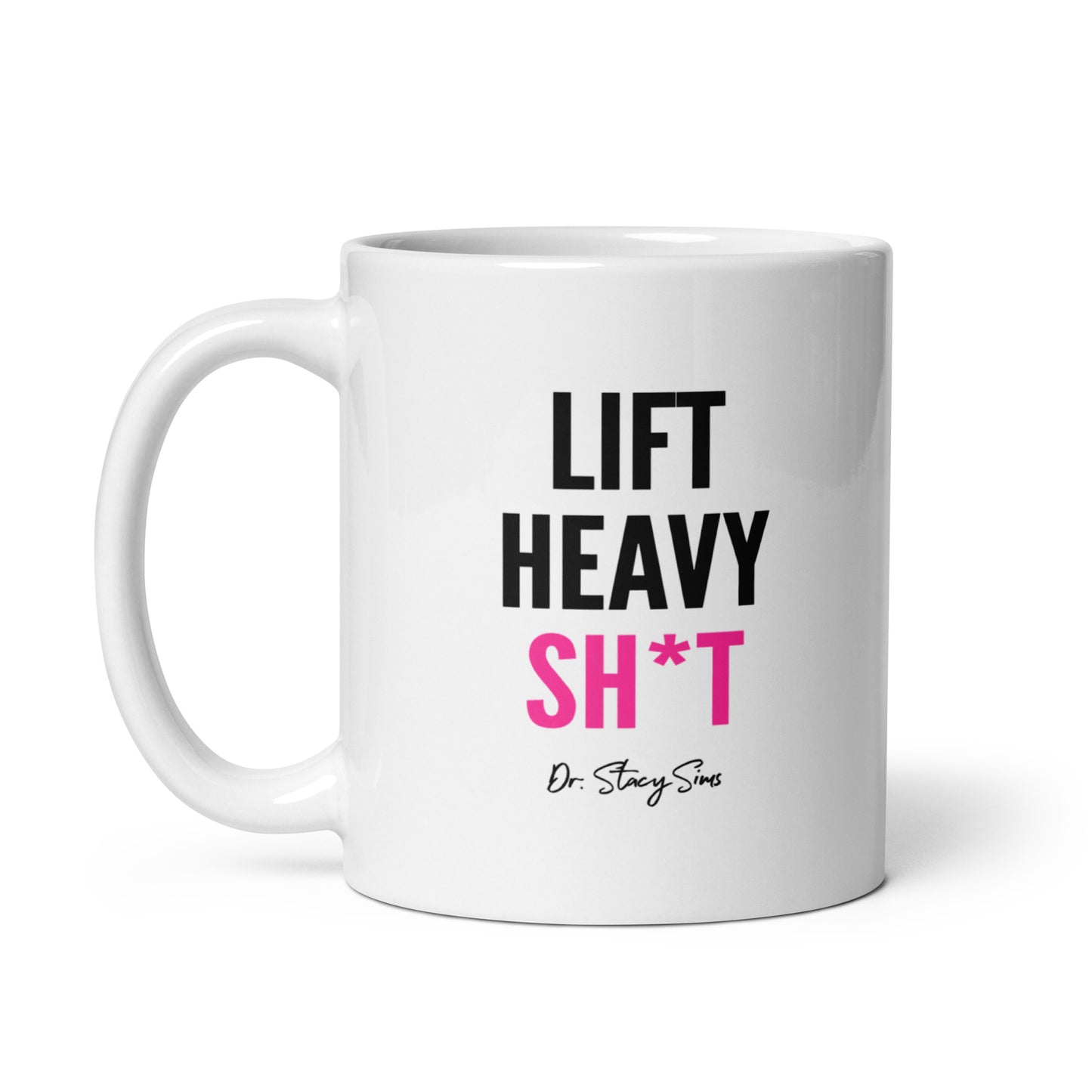 LHS White glossy mug- Pink, two sizes